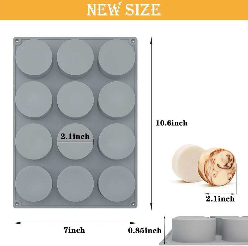 Moukiween Round Soap Silicone Molds, 2.1 inch Small Round Mold for Handmade Soap Making Shower Steamer, Bath Bombs, Chocolate, Candles, 2 PCS - Image 2